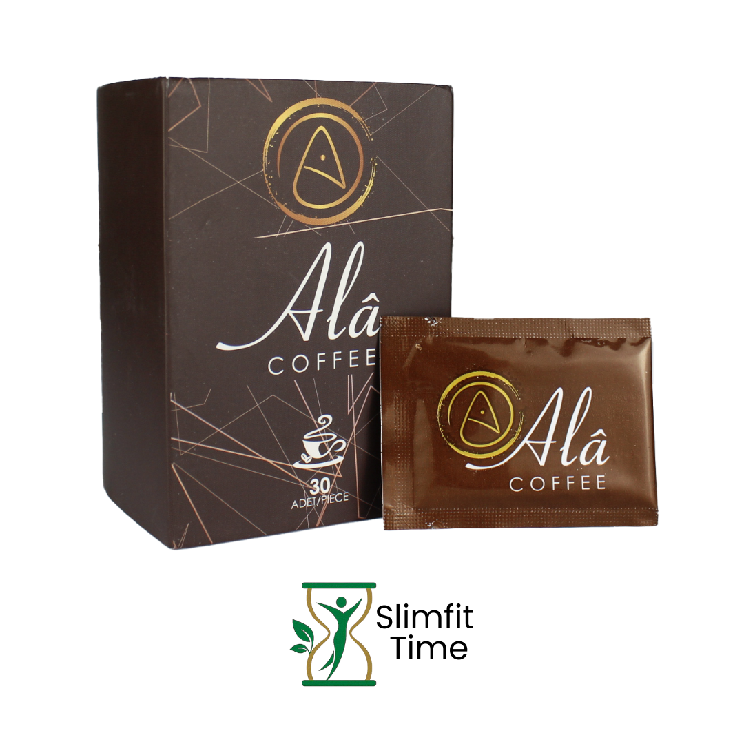 Organic Ala Coffee beans in a burlap sack with a cup of coffee