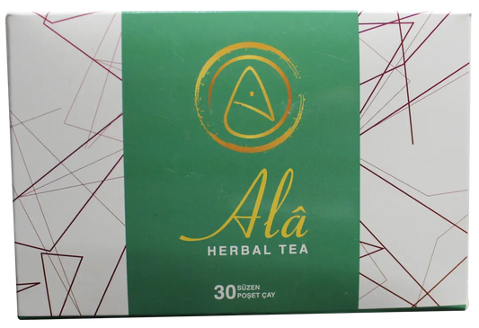 Ala Herbal Tea sachet and mixed herbs in a teacup