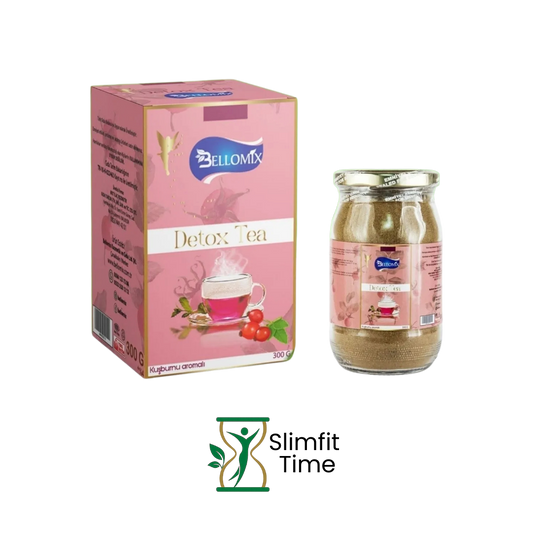 Bellomix Rosehip Tea sachet with rosehip fruits beside a cup