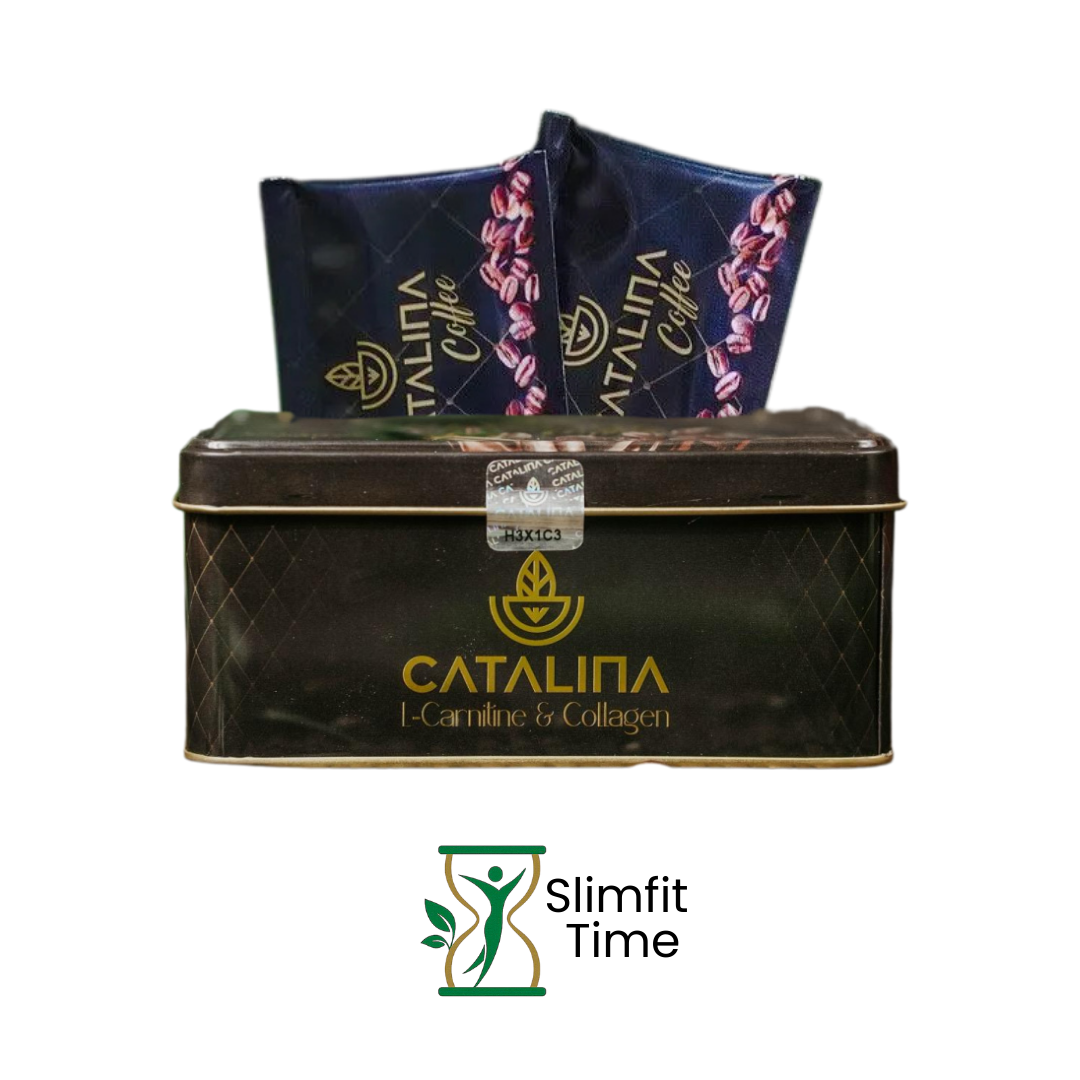 Catalina Premium Coffee fresh grounds beside a steaming espresso cup resting on a white saucer