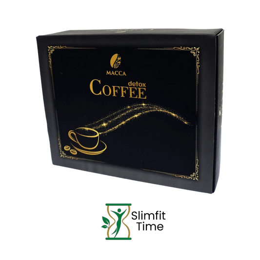 Macca Coffee bag with a poured energizing coffee cup