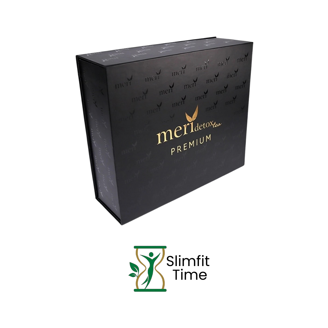 Meri Premium Tea metal tin open with tea sachets on display